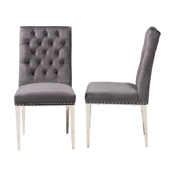 Caspera 2 Piece Dining Chair Set/Grey Velvet