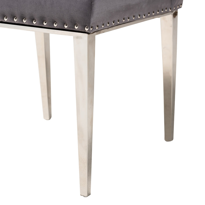 Caspera 2 Piece Dining Chair Set/Grey Velvet