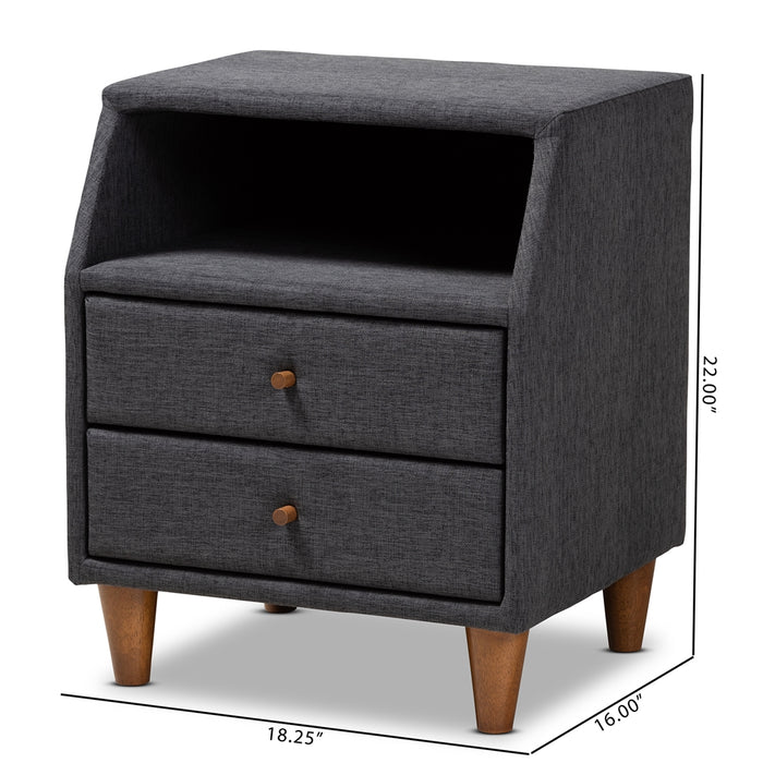 Claverie Modern 2 Drawer Nightstand/ Dark Grey