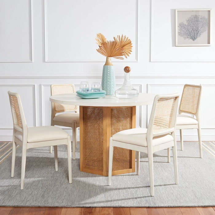 Danez Cane Dining Table/ White Top Natural Base - Cool Stuff & Accessories