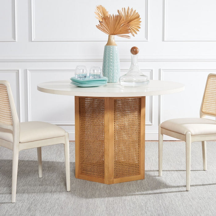 Danez Cane Dining Table/ White Top Natural Base - Cool Stuff & Accessories