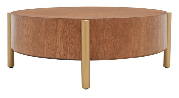 Diangela Round Coffee Table/Natural Gold