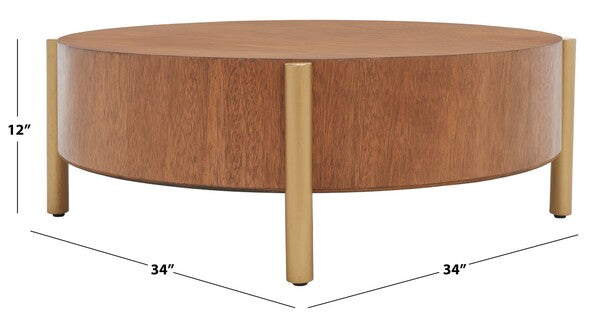 Diangela Round Coffee Table/Natural Gold