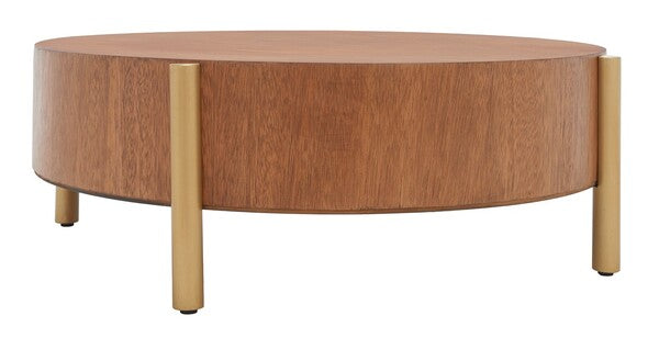 Diangela Round Coffee Table/Natural Gold
