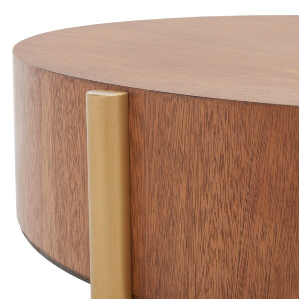Diangela Round Coffee Table/Natural Gold