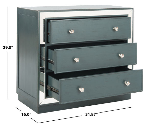 Basie 3 Drawer Chest/Steel Teal