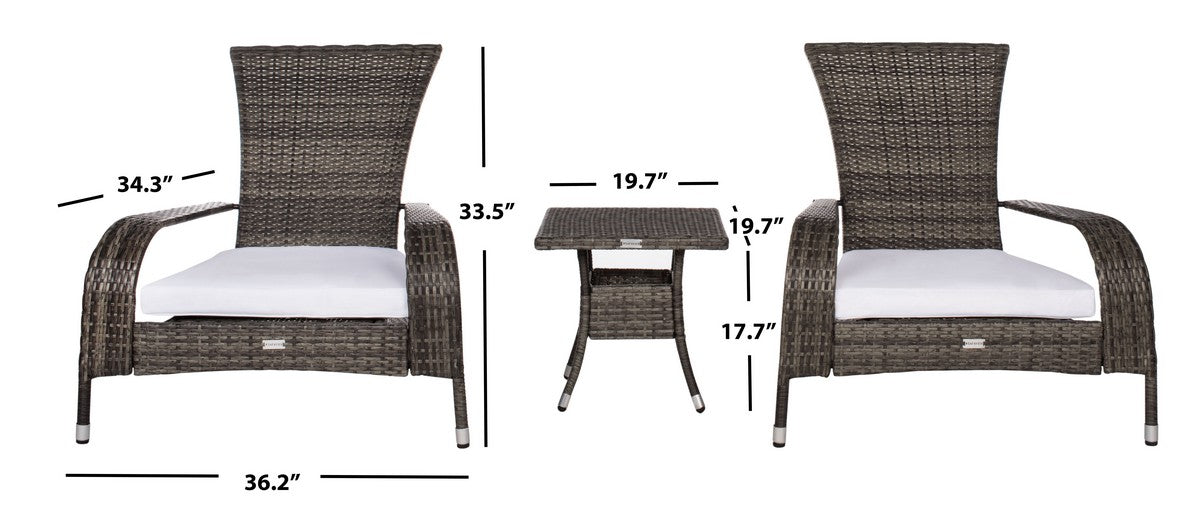 Edna 3pc Lounge Set/Grey Brown