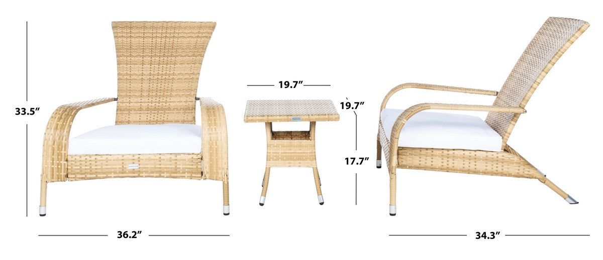 Edna 3pc Lounge Set/Natural /White Cushion