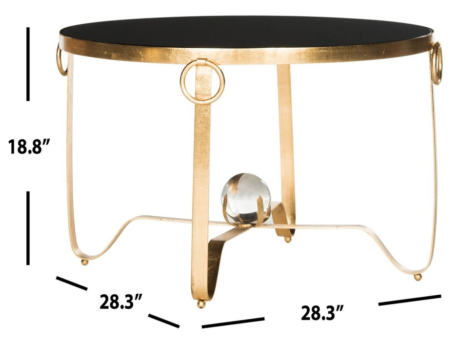 Elisha Gold Leaf Round Coffee Table - Glass Ball