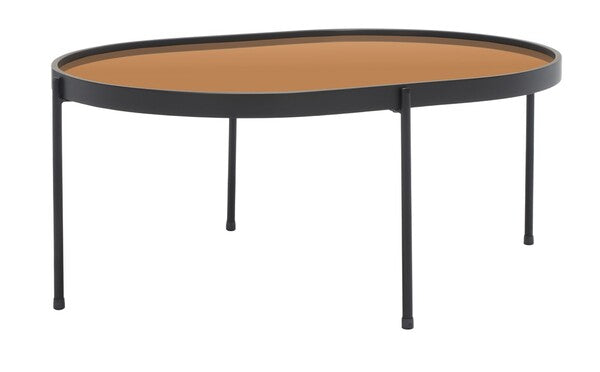 Emmerich Mirrored Coffee Table/Rose Gold/Matte Black