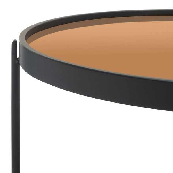 Emmerich Mirrored Coffee Table/Rose Gold/Matte Black