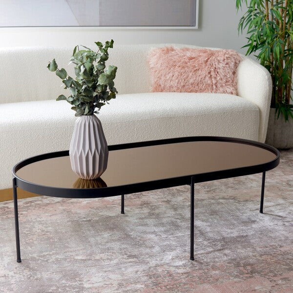 Emmerick Mirrored Coffee Table/Rose Gold/Matte Black