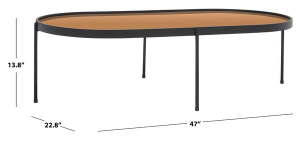 Emmerick Mirrored Coffee Table/Rose Gold/Matte Black