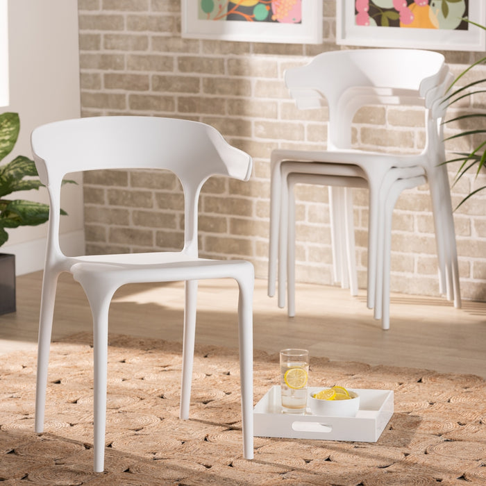 Gould Modern White Plastic Dining Chair Set Of 4