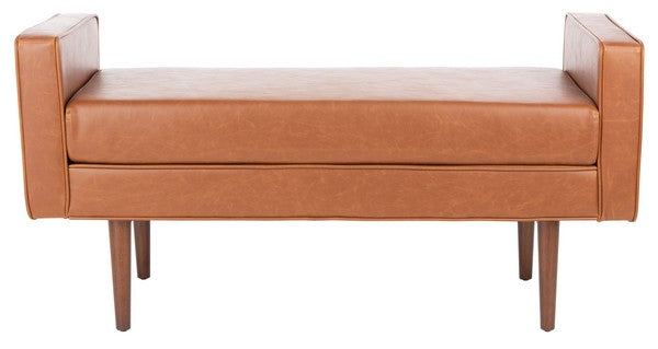 Henri Midcentury Bench/Light Brown Pu / Walnut
