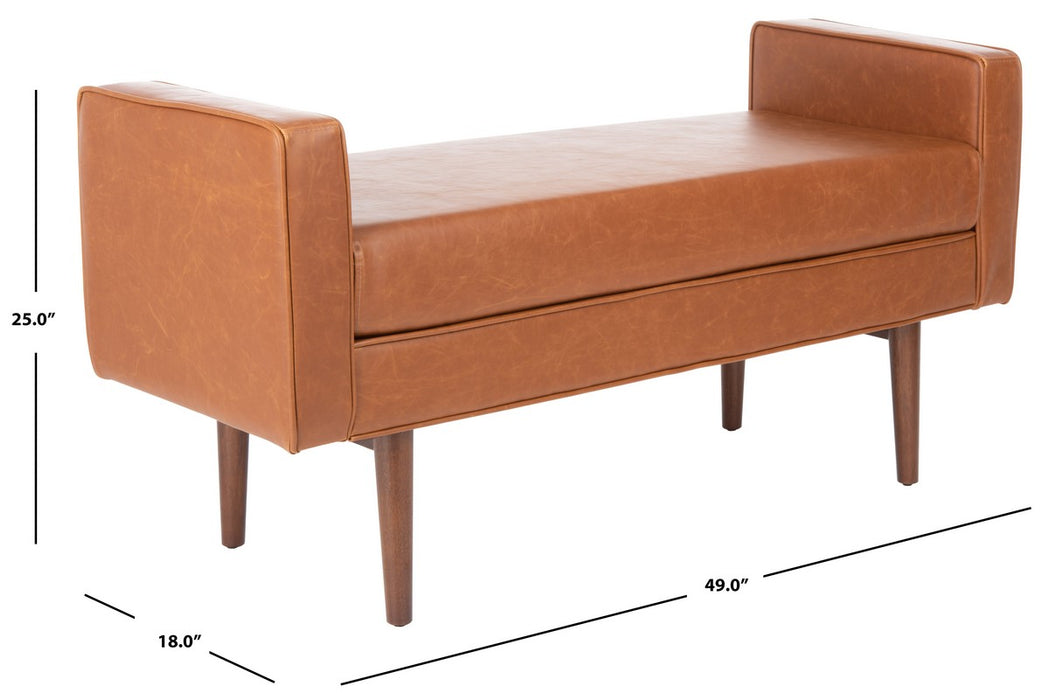 Henri Midcentury Bench/Light Brown Pu / Walnut