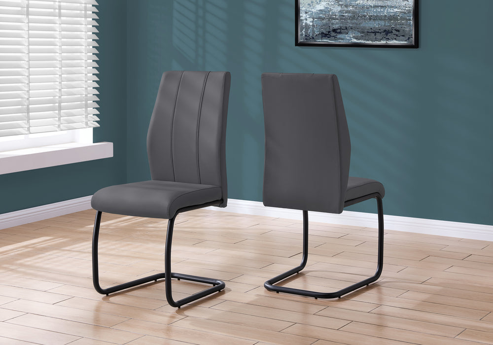 Set of 2 Leather Dining Chair/Grey