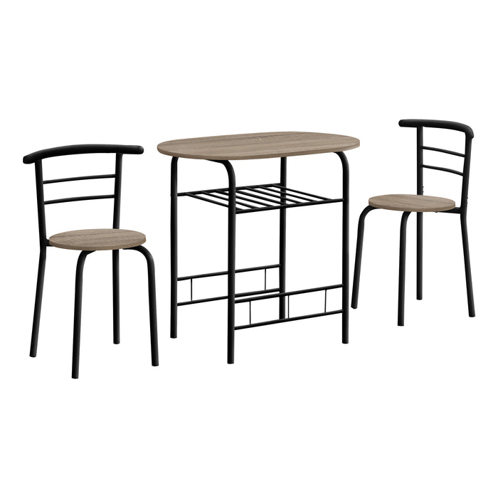 Contemporary Dining Set 3 Pcs/Dark Taupe Top/Black Metal