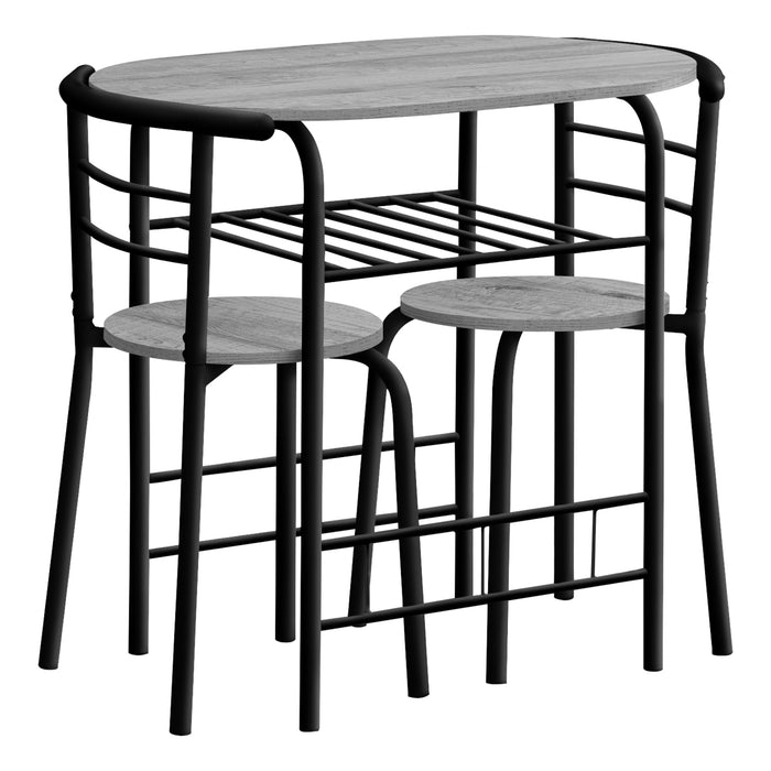 Contemporary Dining Set 3 Pcs/Grey Top/Black Metal