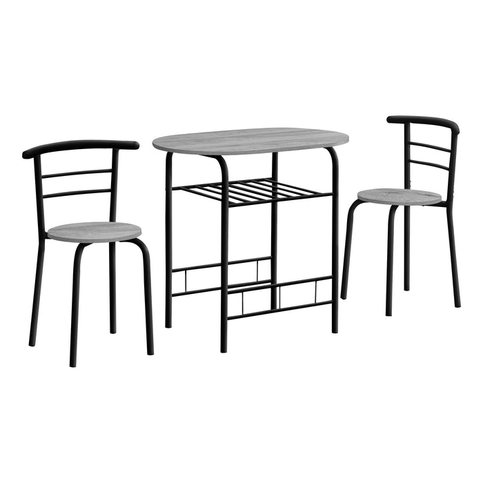 Contemporary Dining Set 3 Pcs/Grey Top/Black Metal