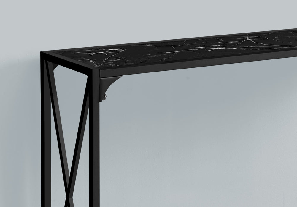 48"L Black Marble Hall Console/Black