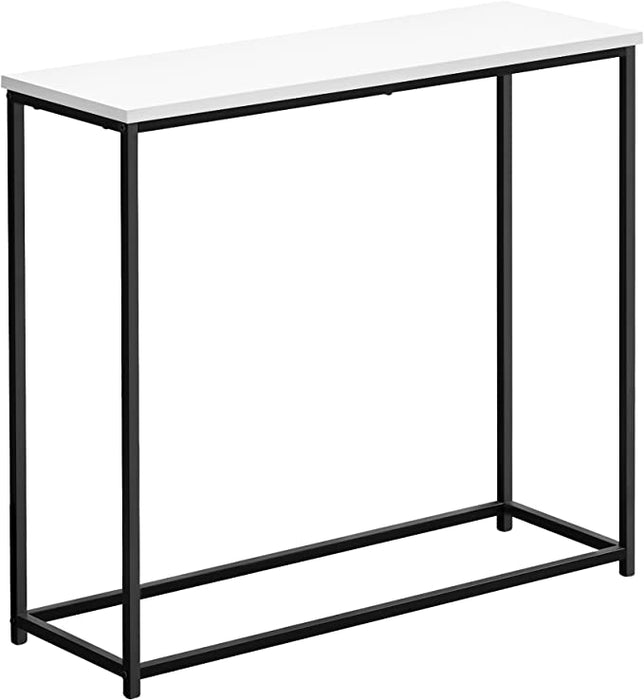 Accent Table 32"L / White / Black Metal Console