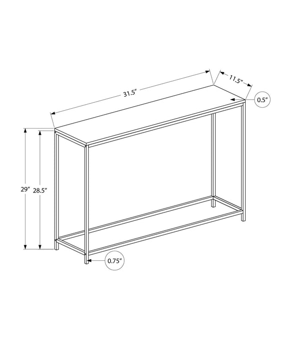 Accent Table 32"L / White / Black Metal Console