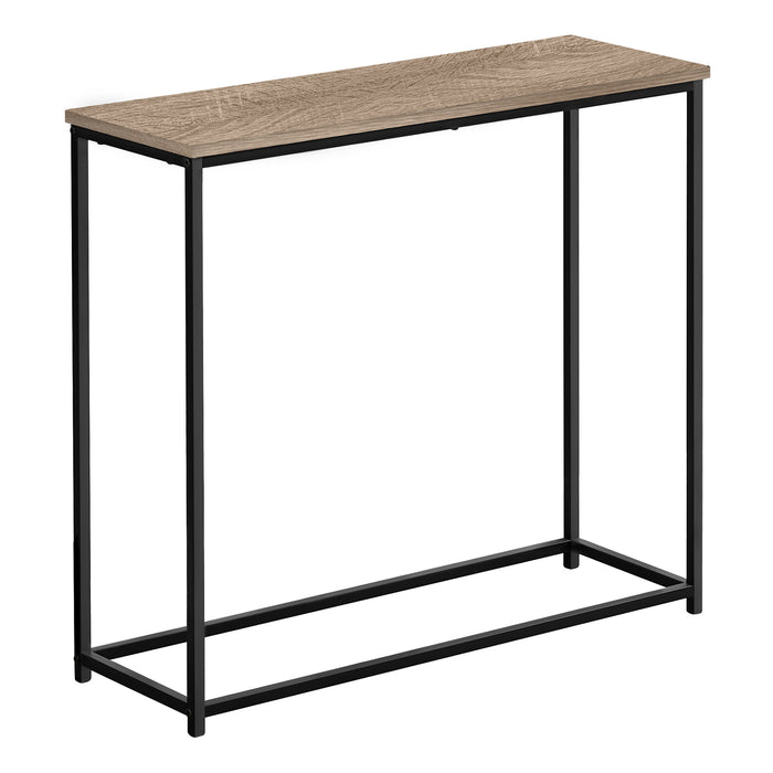 ACCENT TABLE - 32"L / DARK TAUPE / BLACK METAL CONSOLE