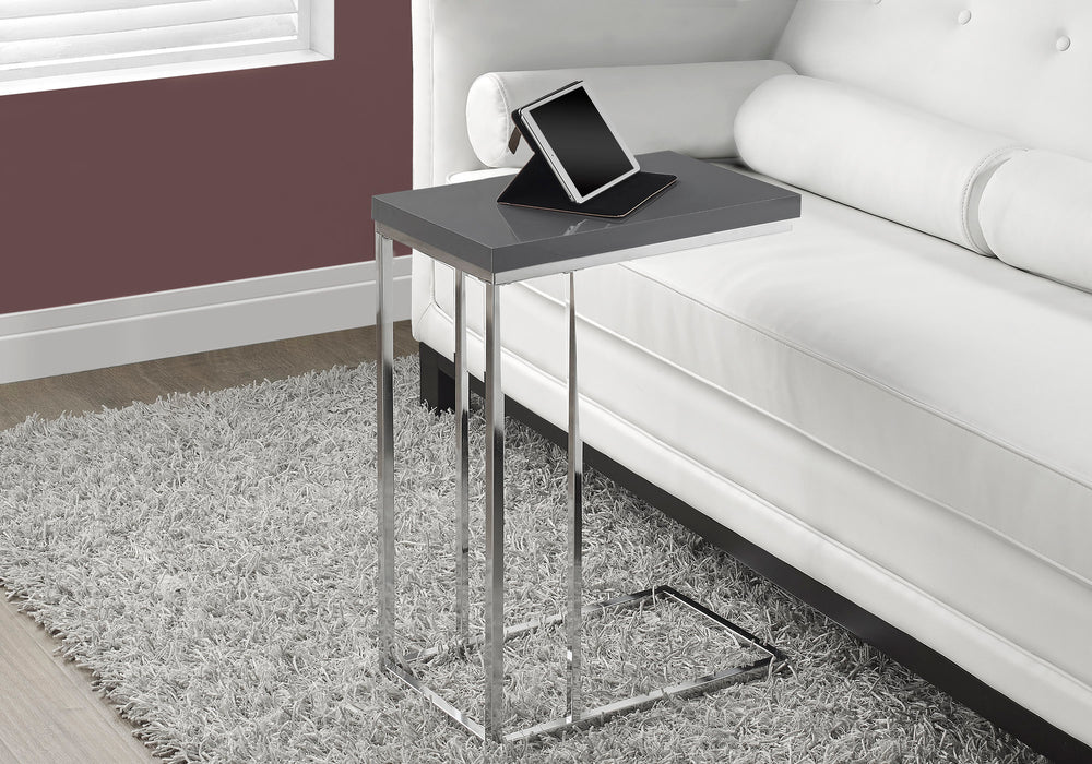 Round Glossy Metal Accent Table/Grey
