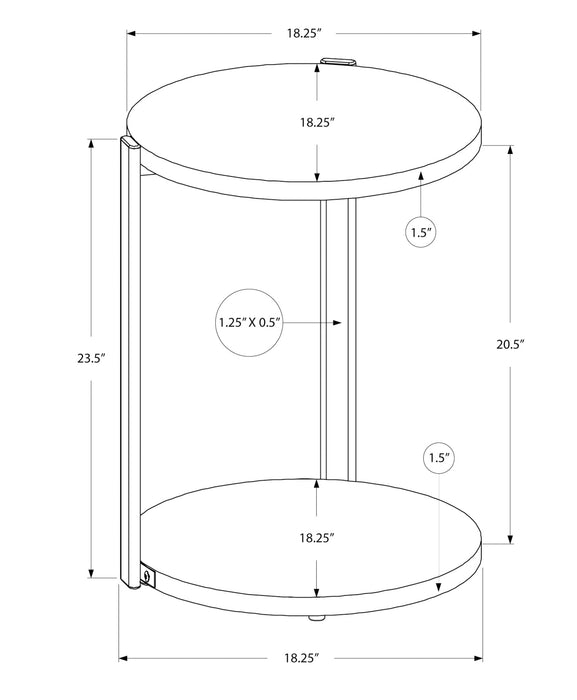 Round Glossy Metal Accent Table/White