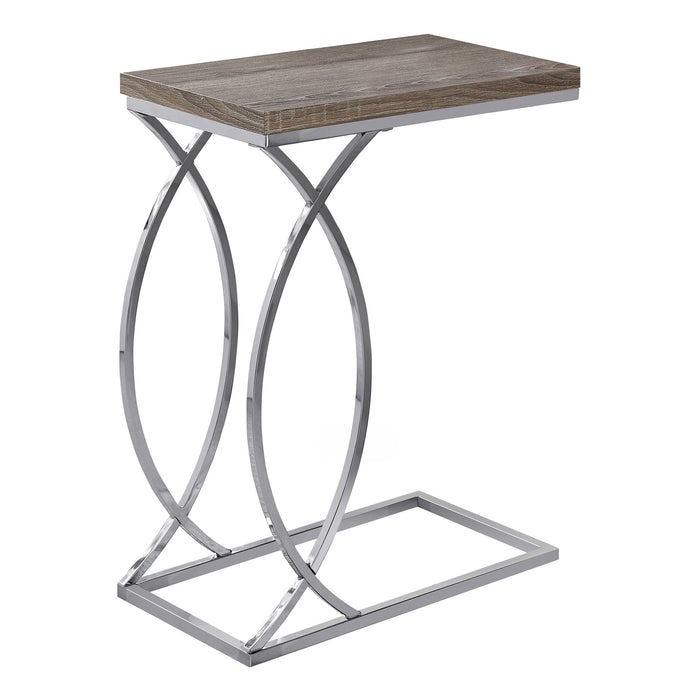Accent Table/Dark Taupe With Chrome Metal
