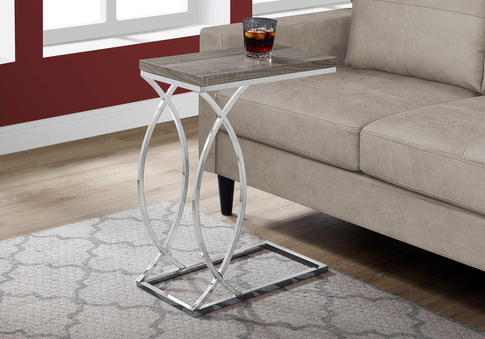Accent Table/Dark Taupe With Chrome Metal