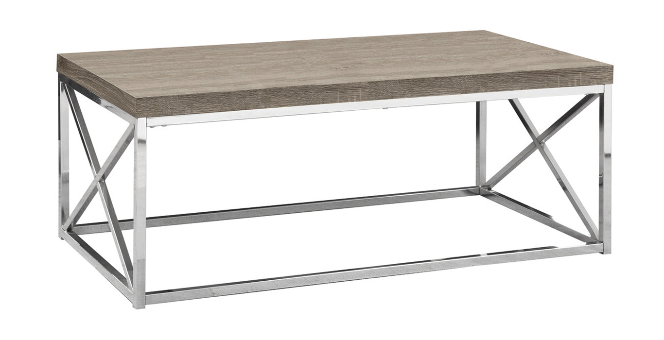 Modern Coffee Table/Dark Taupe With Chrome Metal