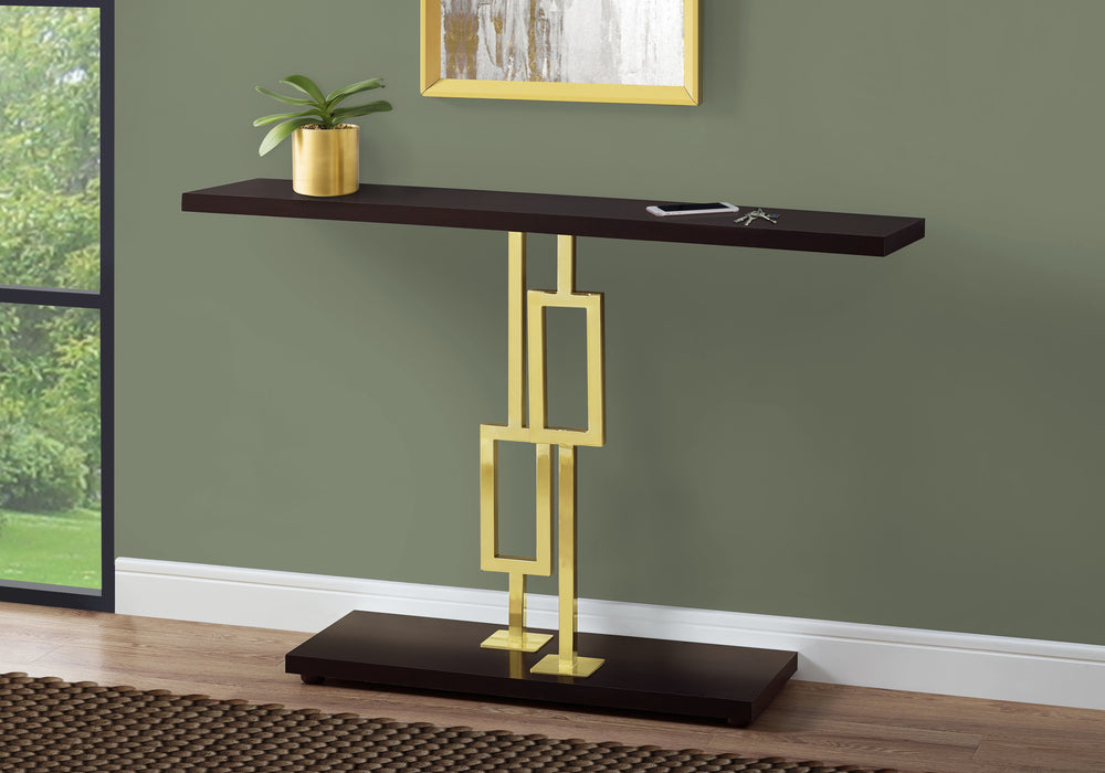 Console Table 48"L/ Expresso/Gold Metal