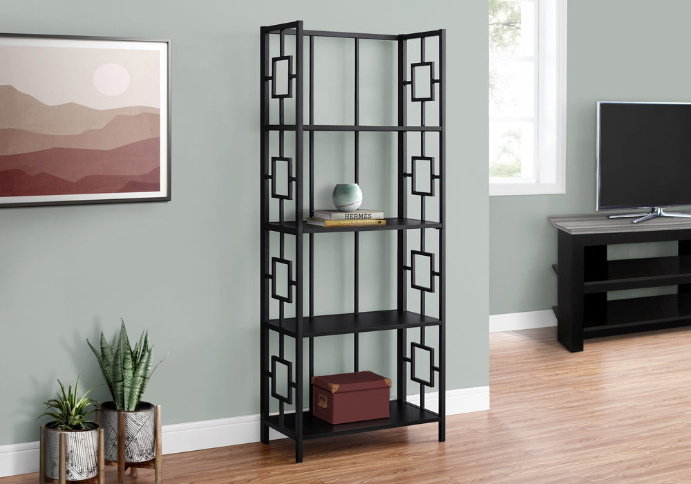 BOOKCASE  62"H / BLACK / BLACK METAL ETAGERE