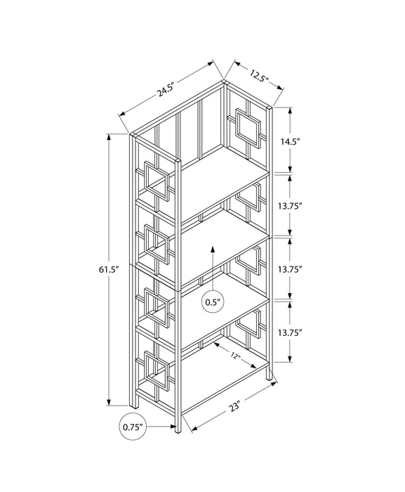 BOOKCASE  62"H / BLACK / BLACK METAL ETAGERE