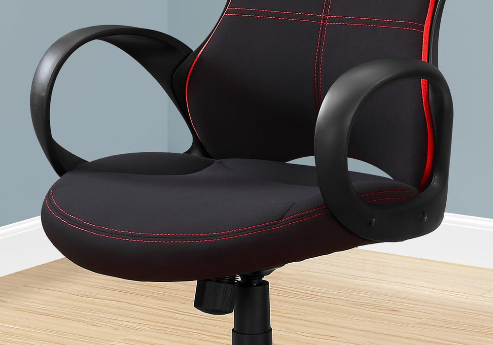 Monarch Specialties Black Red Fabric Office Chair