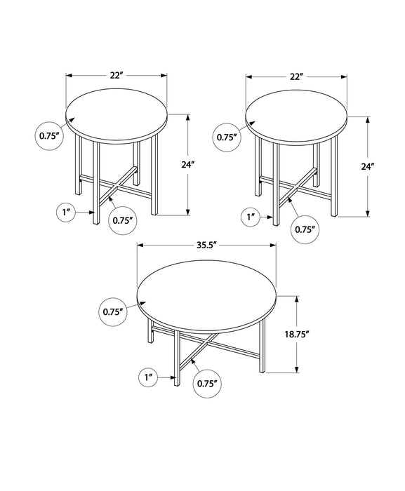 TABLE SET 3PCS SET / GOLDEN PINE / BLACK METAL