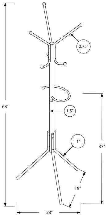 Contemporary Coat Rack 68"H/Black Metal