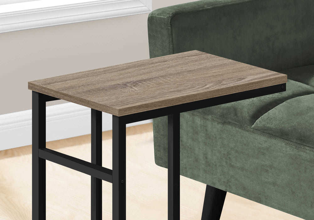 Modern Accent Table 24"H/Dark Taupe/Black Metal