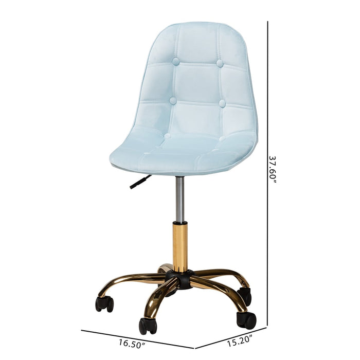 Kabira Swivel Office Chair/Aqua Velvet