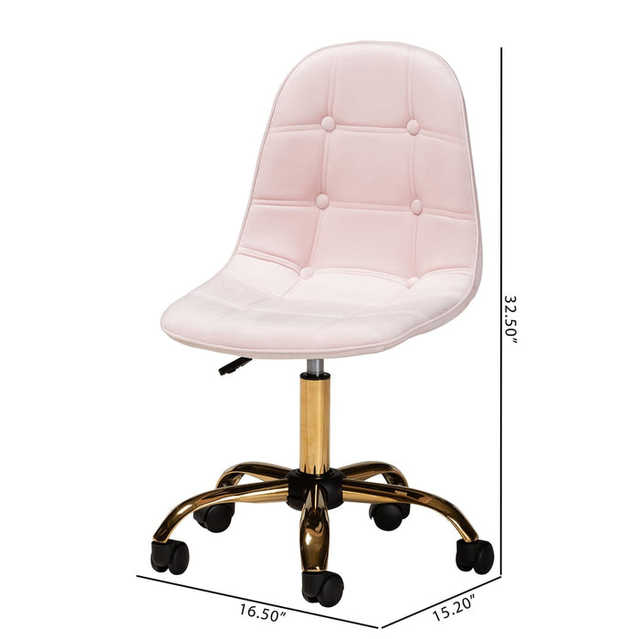 Kabira Swivel Office Chair/Pink Velvet