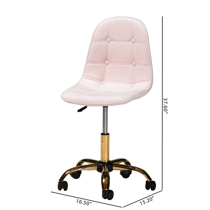 Kabira Swivel Office Chair/Pink Velvet