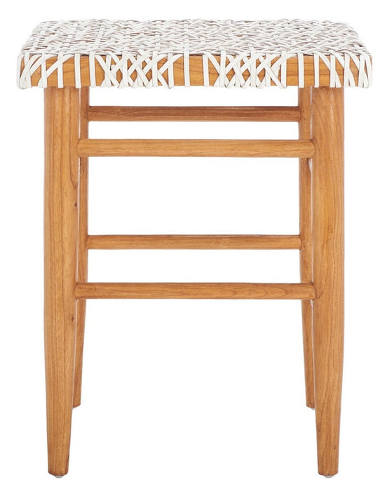 Kaleo Woven Leather Counter Stool/ White