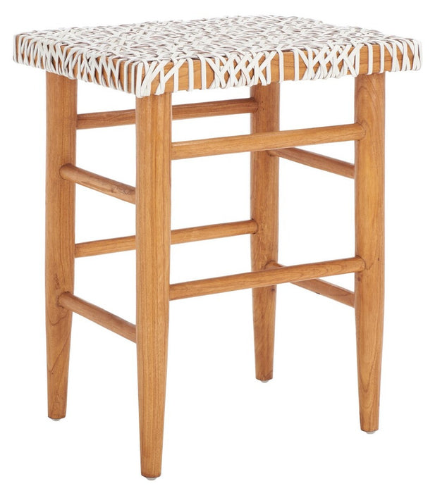 Kaleo Woven Leather Counter Stool/ White