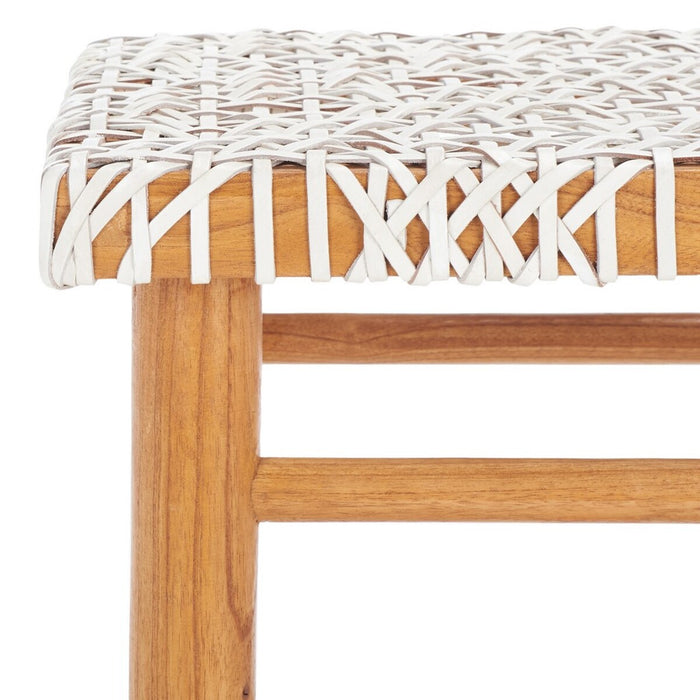 Kaleo Woven Leather Counter Stool/ White