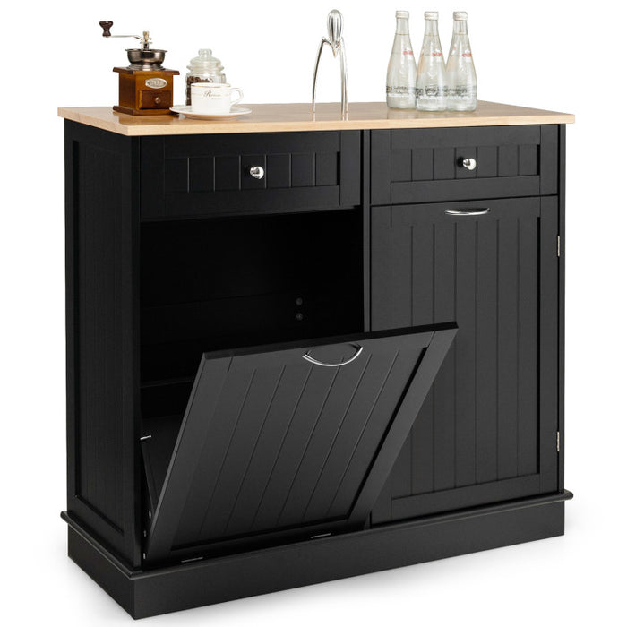 Rubber Wood Kitchen Trash Cabinet
