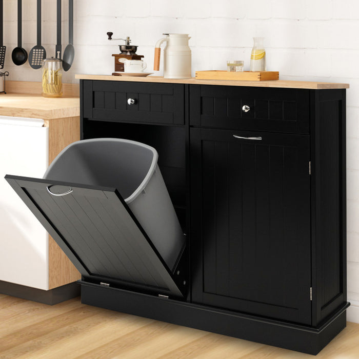 Rubber Wood Kitchen Trash Cabinet