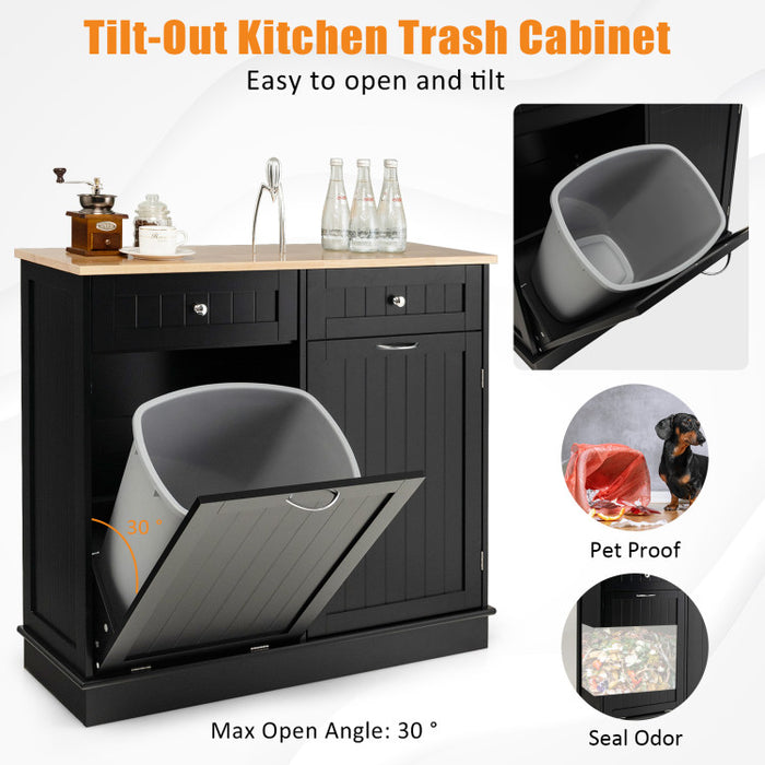 Rubber Wood Kitchen Trash Cabinet