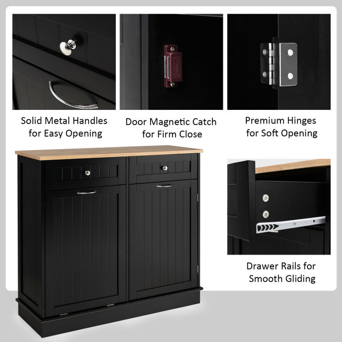 Rubber Wood Kitchen Trash Cabinet